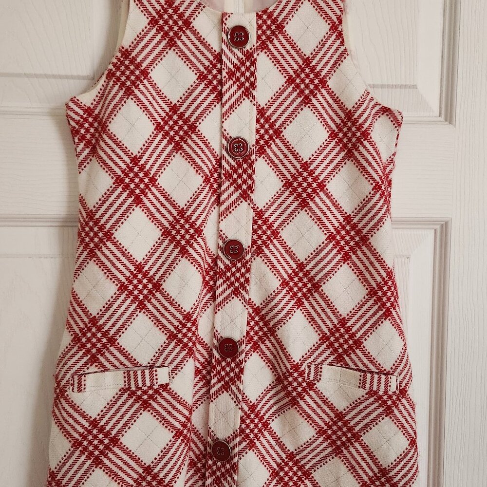 Hartstrings Girls Red Plaid Christmas Jumper Dress Size 10